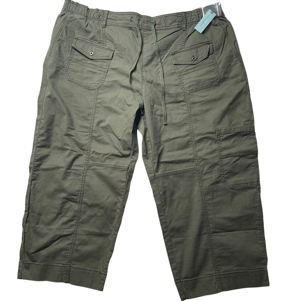 NWT Anthropologie Pilcro Cargo Pants Cropped Olive Green Wide Leg Sz 2X Women's